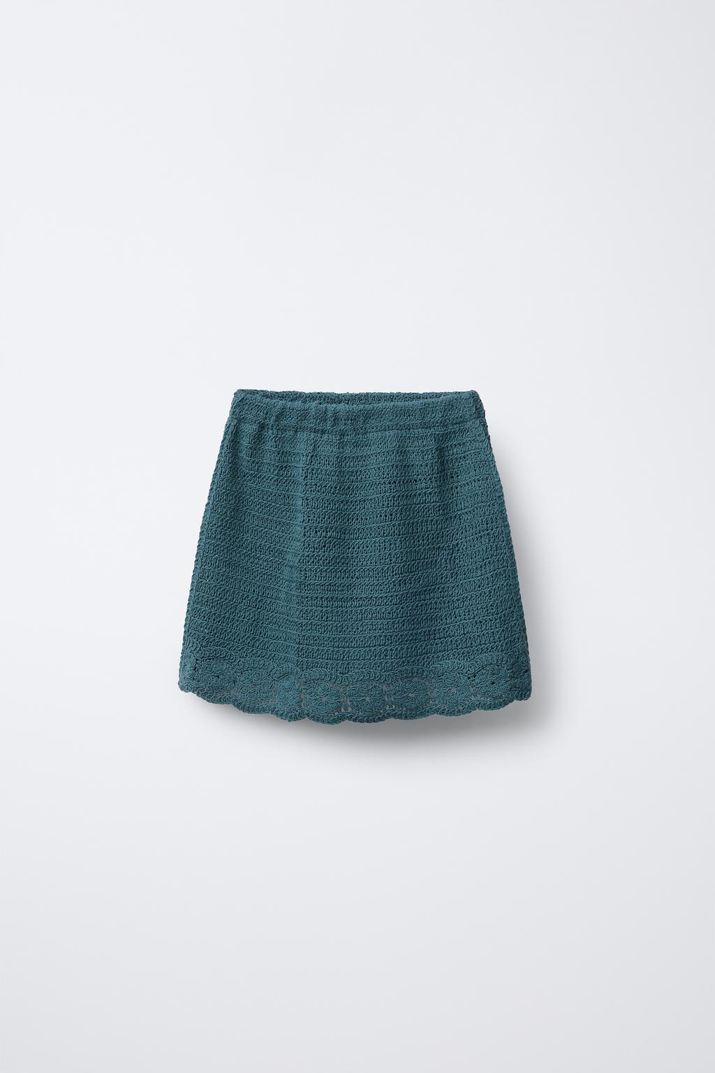 

Юбка из цветочного трикотажа крючком ZARA, цвет Duck blue