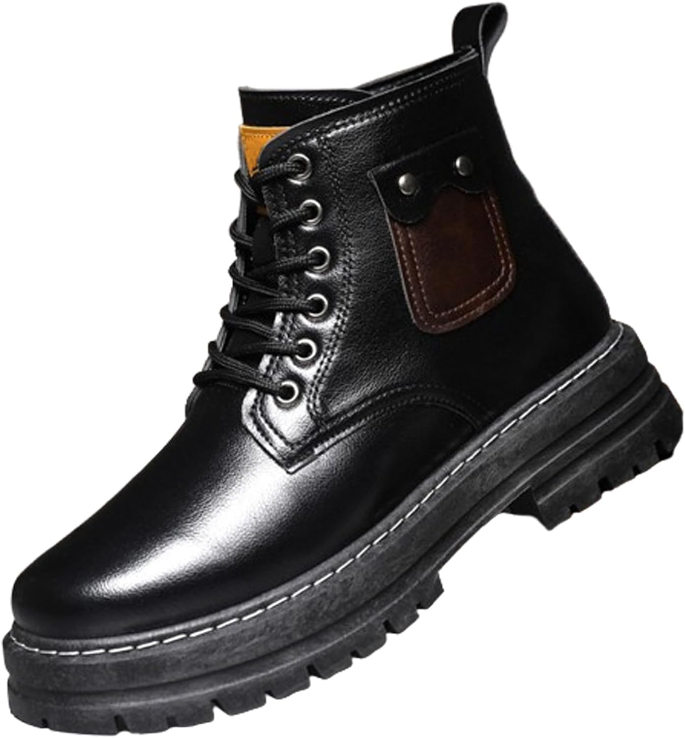 

Мужские ботинки, военные ботинки, кожаные ботинки, черные ботинки, средние походные ботинки с противоскользящей подошвой Generic