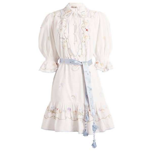 

Мини-Платье Giulia с вышивкой Alémais, Cream