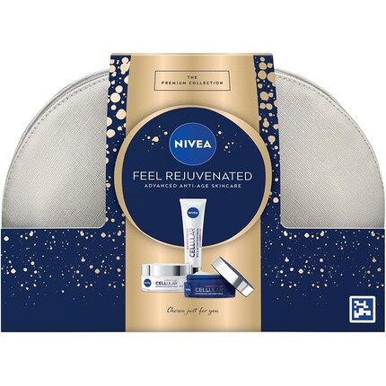 

Подарочный набор NIVEA Feel Rejuvenated Advanced Anti-Age по уходу за кожей для женщин включает дневной крем, ночной крем для контура глаз, губ