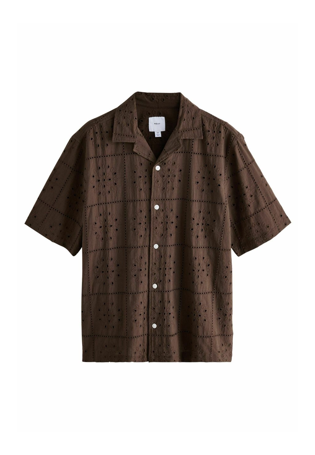 

Рубашка REGULAR FIT-TEXTURED BRODERIE SHORT SLEEVE Next, коричневый