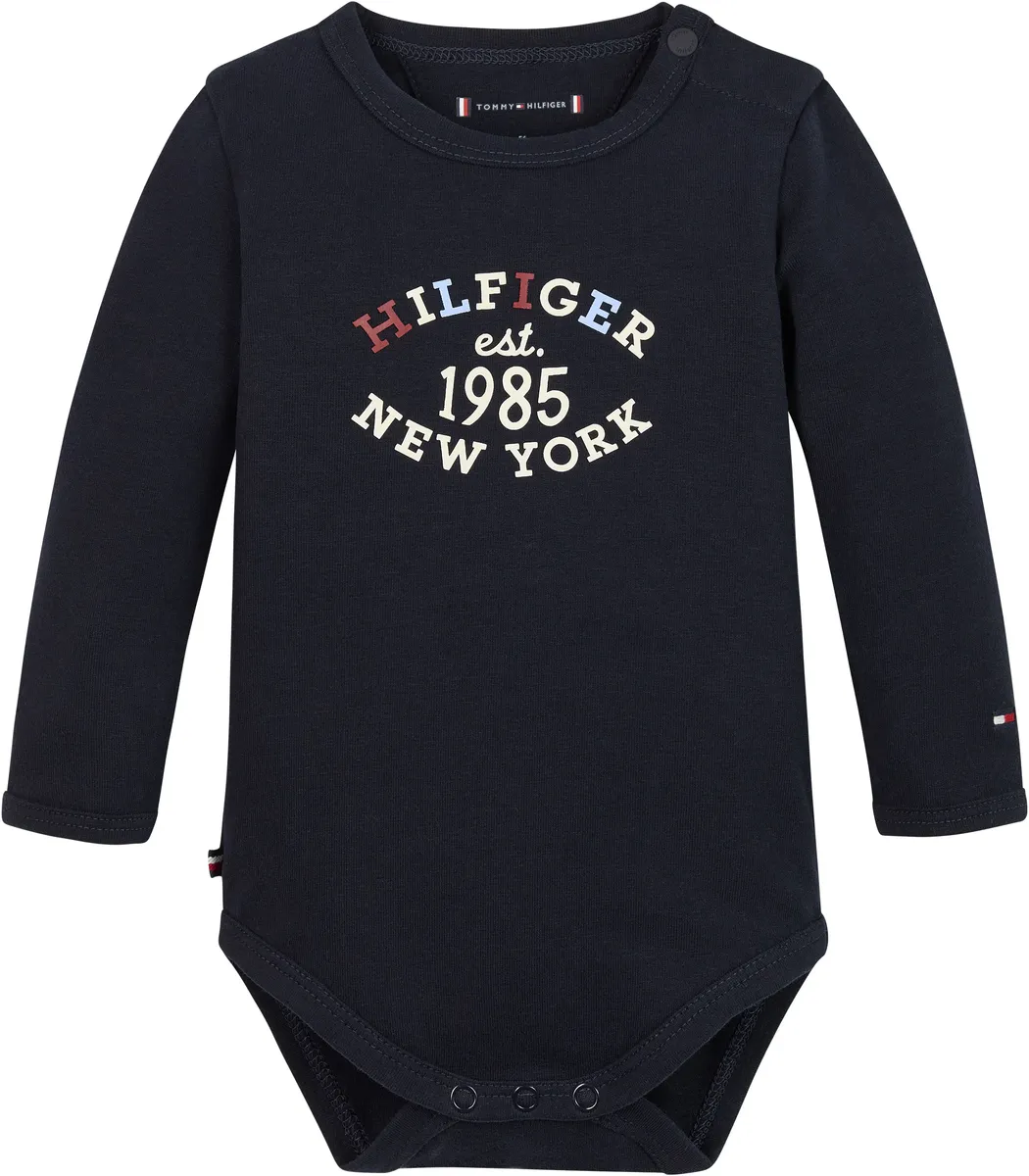 

Боди с длинными рукавами Tommy Hilfiger "MONOTYPE OVAL BODY LS", малыш до 2 лет, принтер на горловине + в промежности, принт с логотипом, цвет Desert Sky