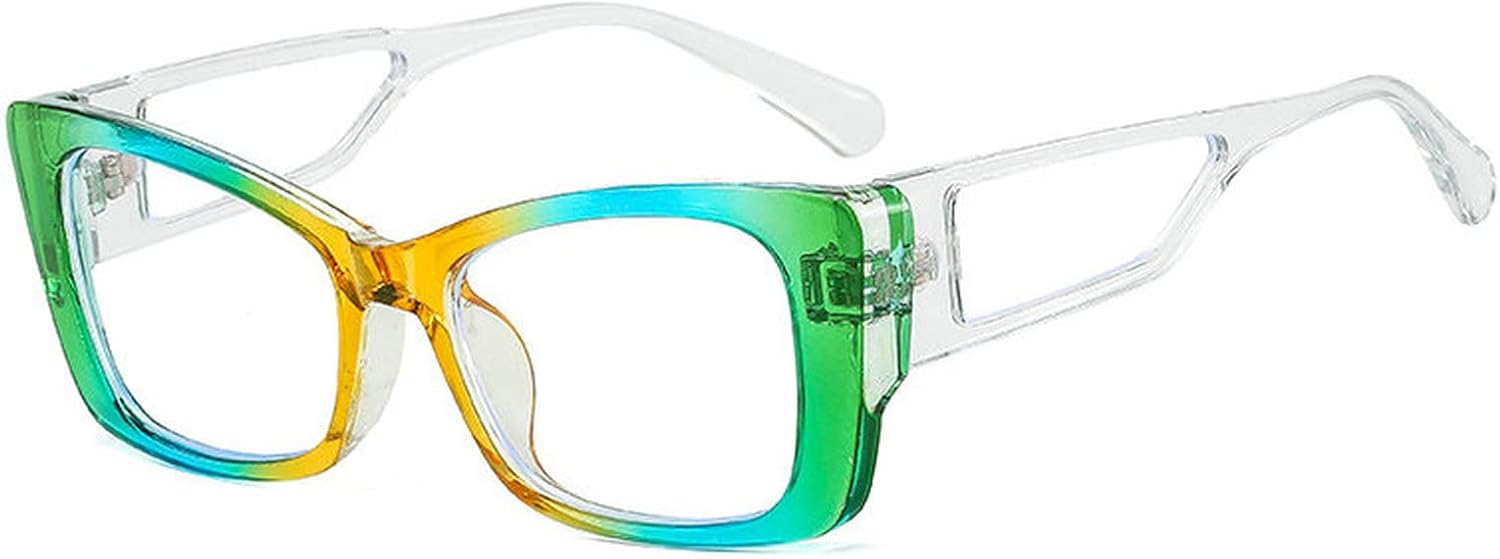 

COTIA Модные солнцезащитные очки «кошачий глаз» с разноцветными линзами для женщин, ретро-очки с двухцветной окраской для мужчин, градиентные солнцезащитные очки с защитой от УФ-излучения UV400, Yellow Blue Green