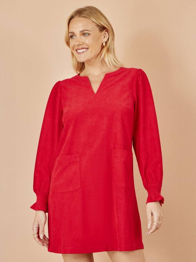 

Тюник из вельвета с рукавами-фонариками Yumi, Red