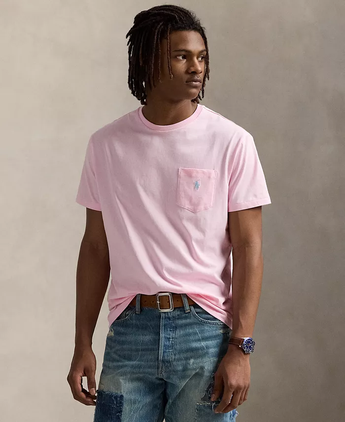 

Мужская классическая футболка с карманом из джерси Polo Ralph Lauren, розовый