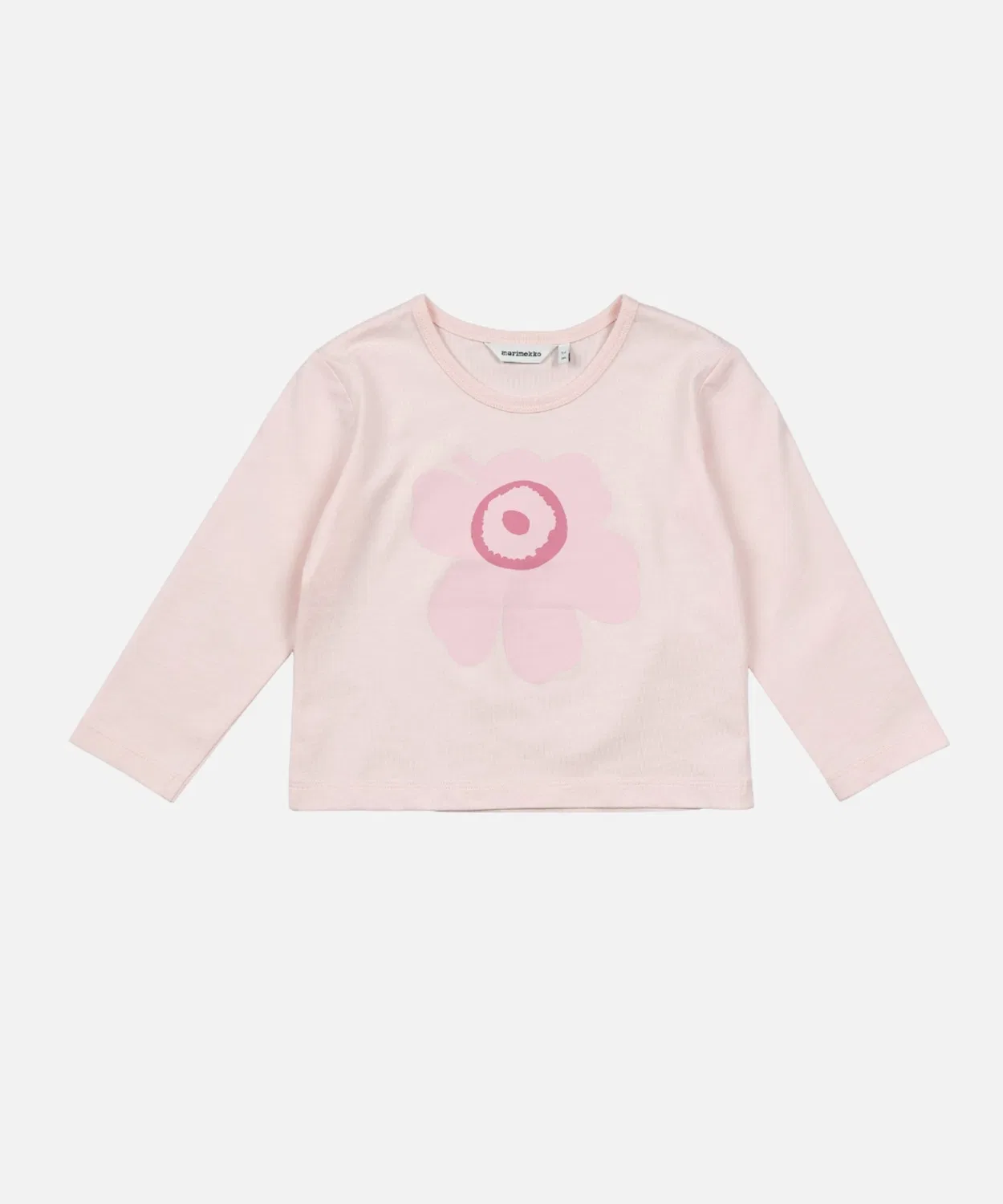 Детская футболка Paja Unikko Logo Marimekko, хлопок 100%, длинный рукав, светло-розовая