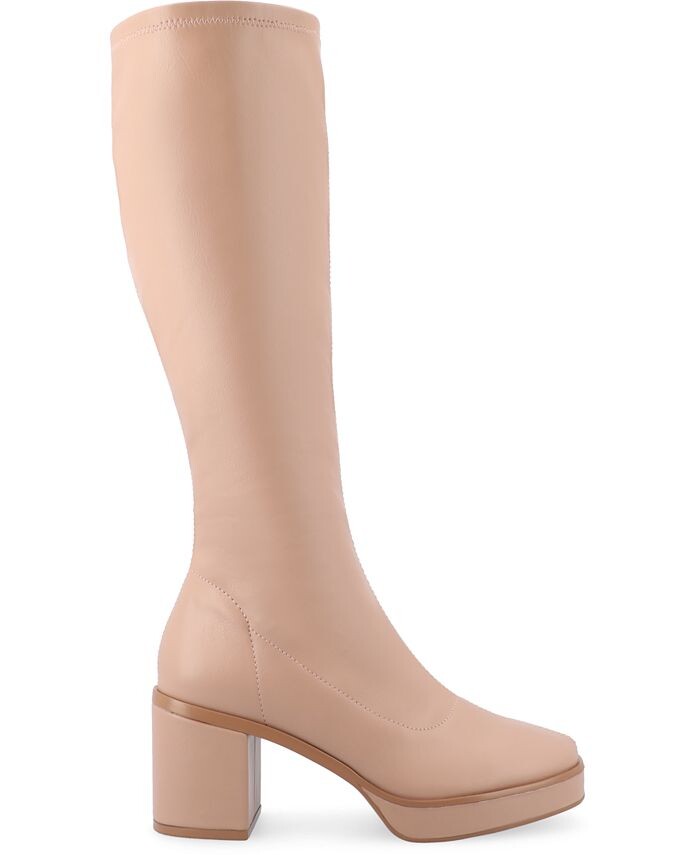 Женские сапоги Alondra Tru Comfort из пеноматериала, широкой ширины, на платформе, с квадратным носком, стандартные ботинки до середины икры Journee Collection, фиолетовый — фото 2