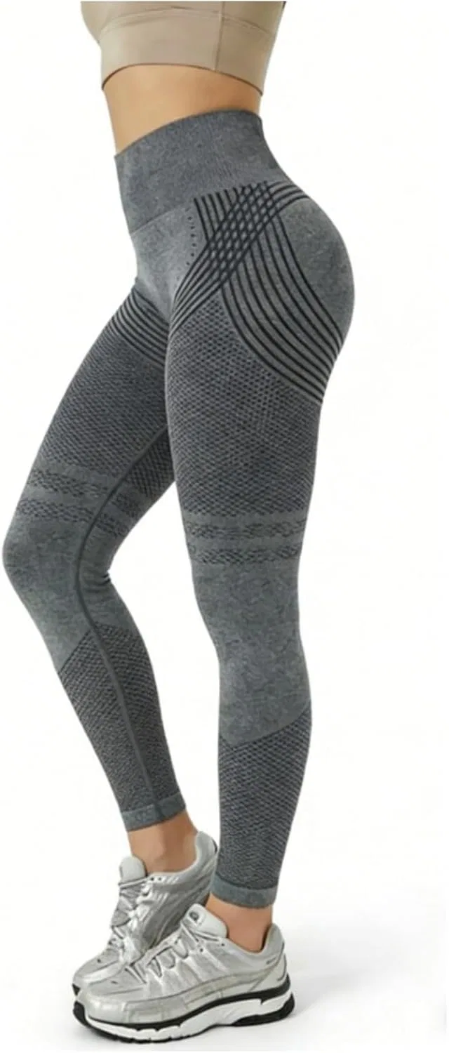 Леггинсы для фитнеса с эффектом антицеллюлита, высокие, Dark Gray