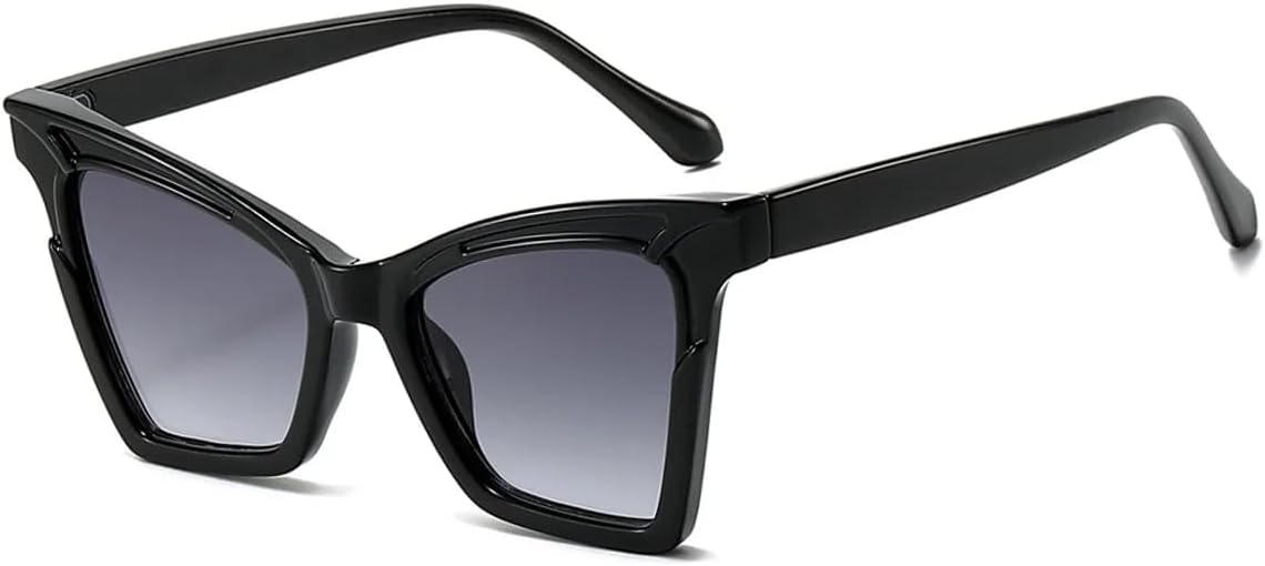 

Женские солнцезащитные очки «кошачий глаз» с градиентным переходом цвета, роскошные очки для вечеринок, модные ретро-очки для вождения, защита от УФ-излучения UV400 UATXTAU, Black