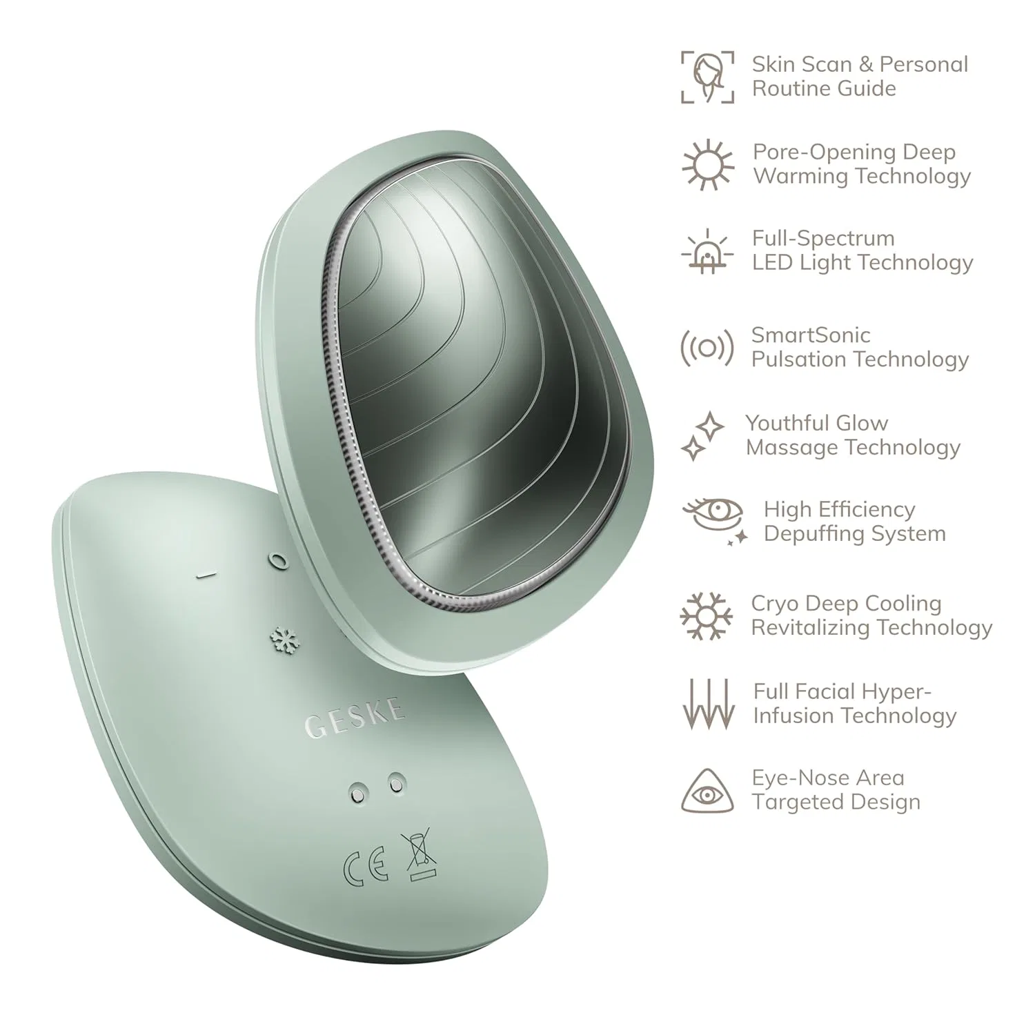 Маска для лица Geske — LED- «SmartAppGuided Sonic Warm & Cool Mask 9 in » от ‎ , Green — фото 4