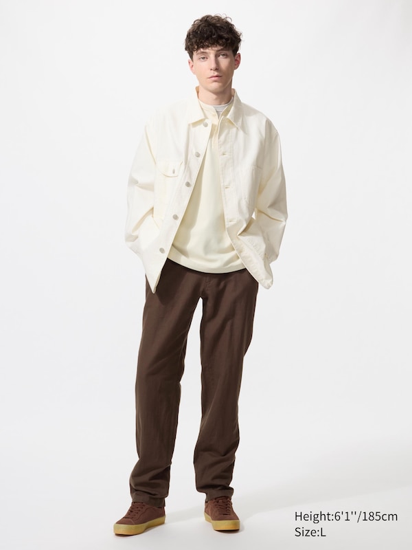 

Брюки relaxed из смеси льна (удлиненные) Uniqlo, 38 dark brown