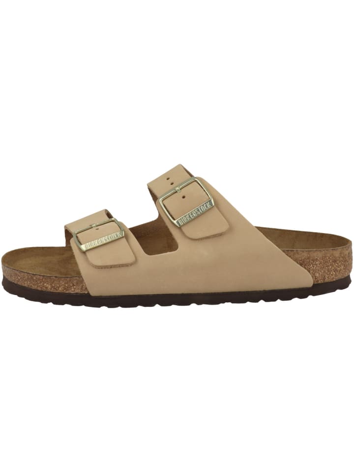 

Сандалии Birkenstock Pantolette Arizona SFB Nubukleder Weichbettung schmal, бежевый