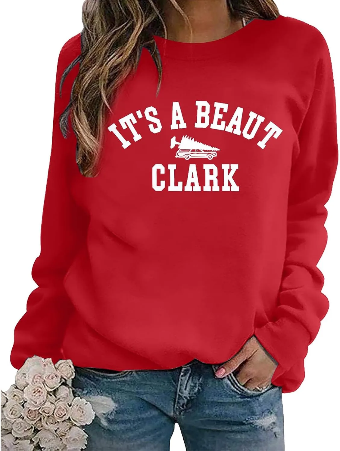 

Свитшот для женщин с принтом "It's a Beaut Clark" и новогодней елкой AYziemezm