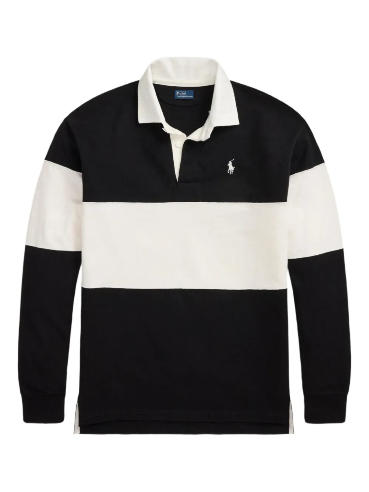 

Полосатый свитер-поло с длинными рукавами Polo Ralph Lauren, черный