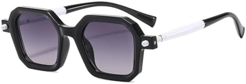 

Ретро двухцветные солнцезащитные очки для женщин, модные градиентные оттенки, защита от УФ-излучения UV400, мужские очки с заклепками, прозрачная оправа MTZJH, Black Gray Gradient