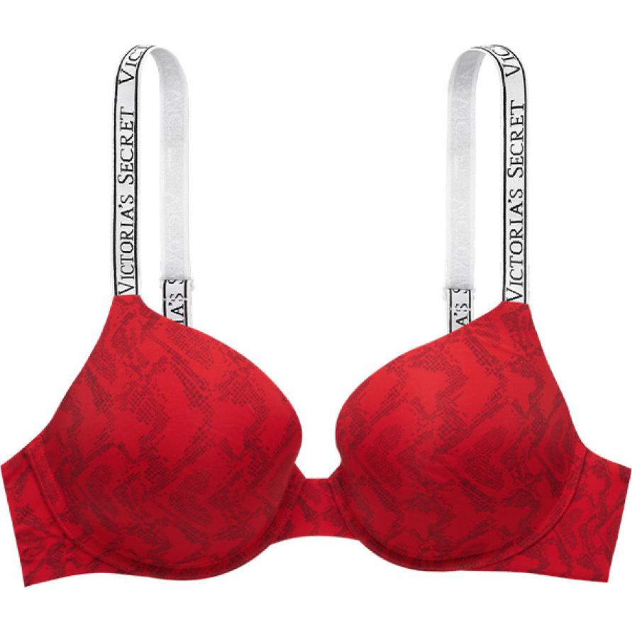 

Victoria's Secret Бюстгальтер женский красный с принтом под змеиную кожу