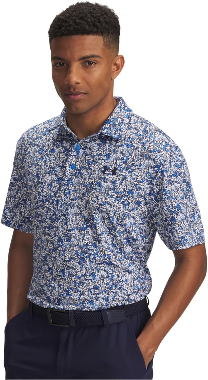 

Мужская поло-рубашка для гольфа UNDER ARMOUR UA Playoffs 3.0 с принтом Bridgestone Golf, белый/синий