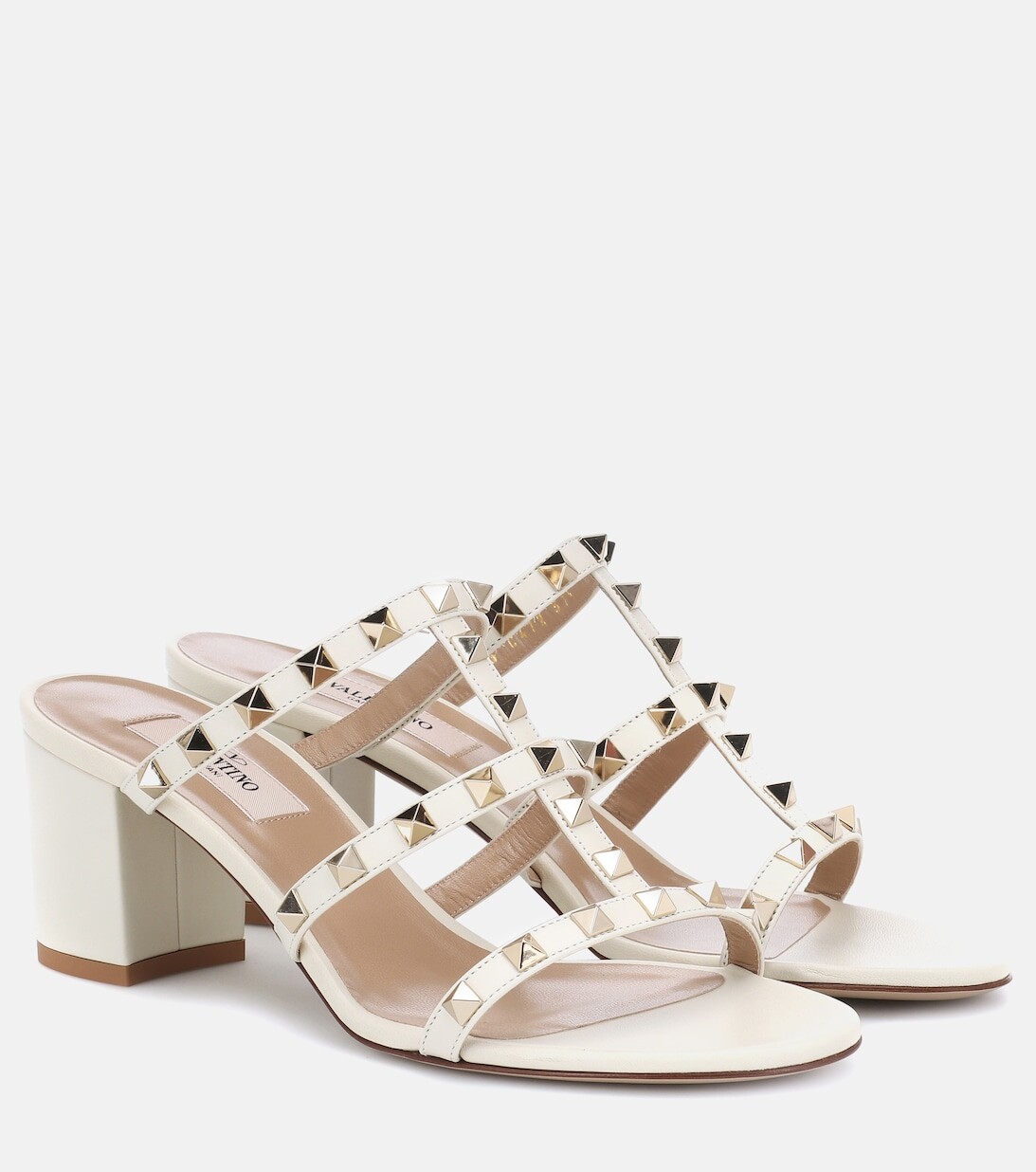 Кожаные сандалии Valentino Garavani Rockstud Spike Valentino Garavani, белый