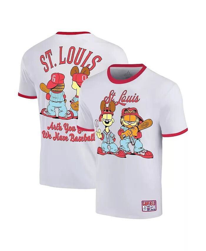 

Мужская белая футболка Garfield Atlanta Baseball Ringer Ripple Junction, белый