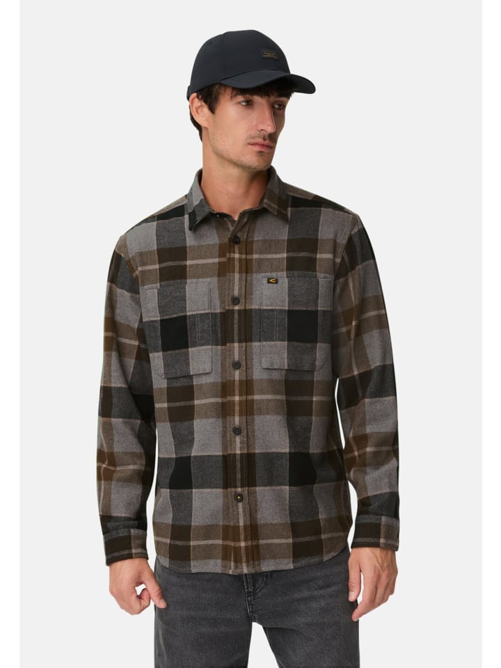 

Рубашка из фланели с контрастными деталями и нагрудными карманами черного цвета Camel Active