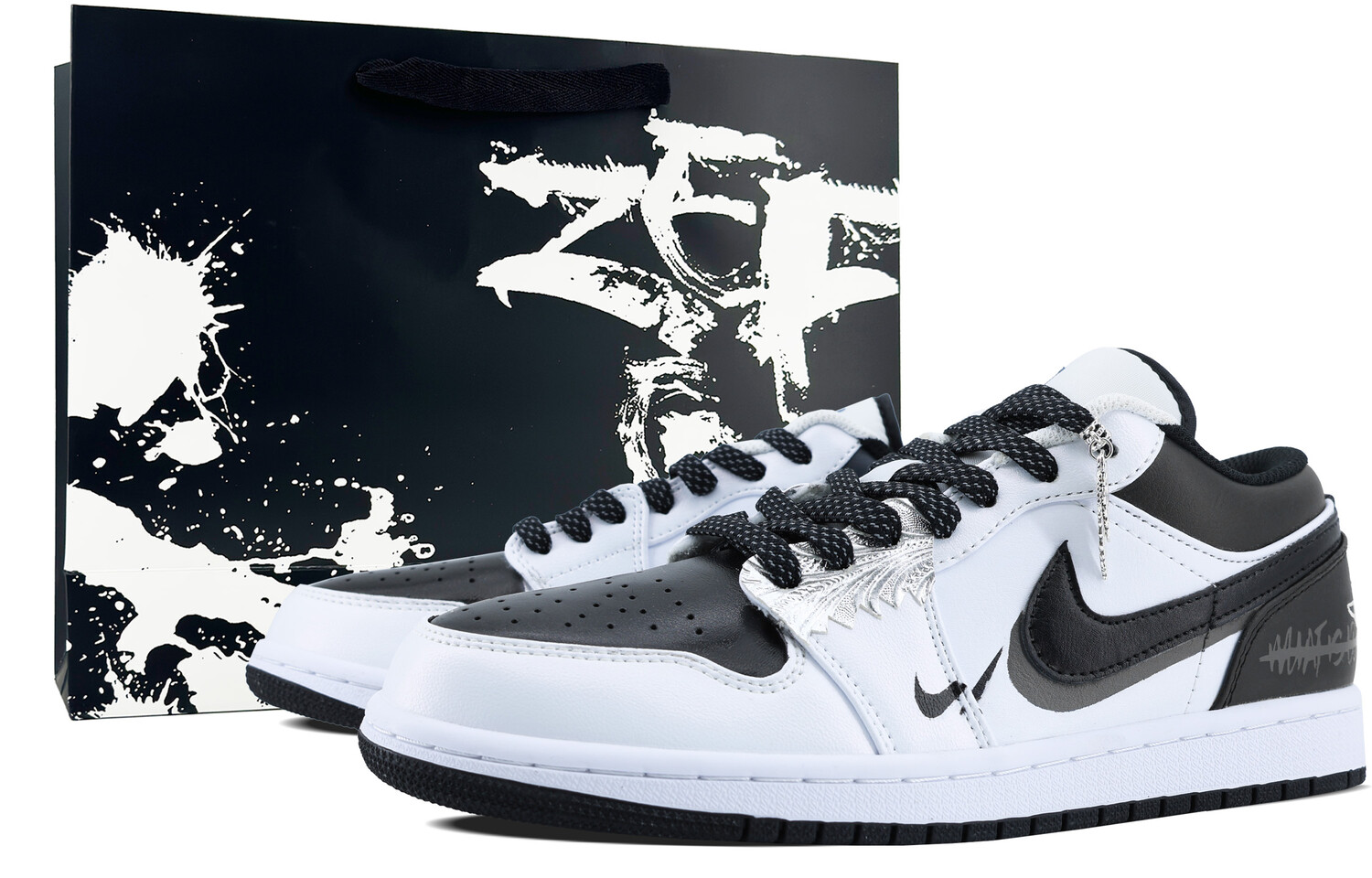 

Кроссовки Air Jordan 1 Vintage Basketball Shoes Men Low-top White/black, черный