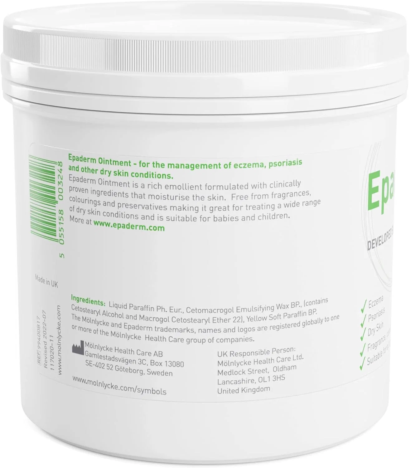 Смягчающее средство для сухой кожи «Epaderm Emollient» 500 г Epaderm — фото 2