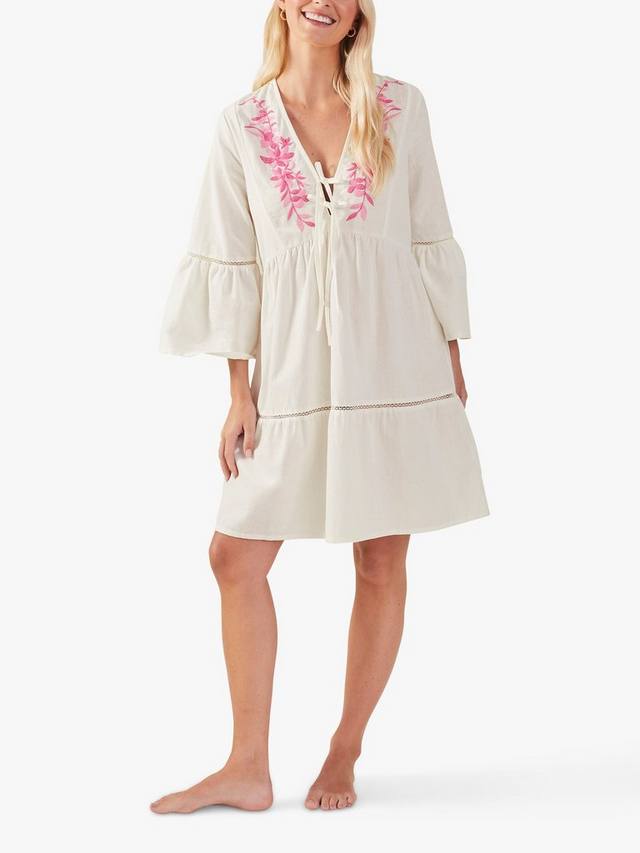 

Вышитое пляжное платье Accessorize, цвет Ivory/Pink