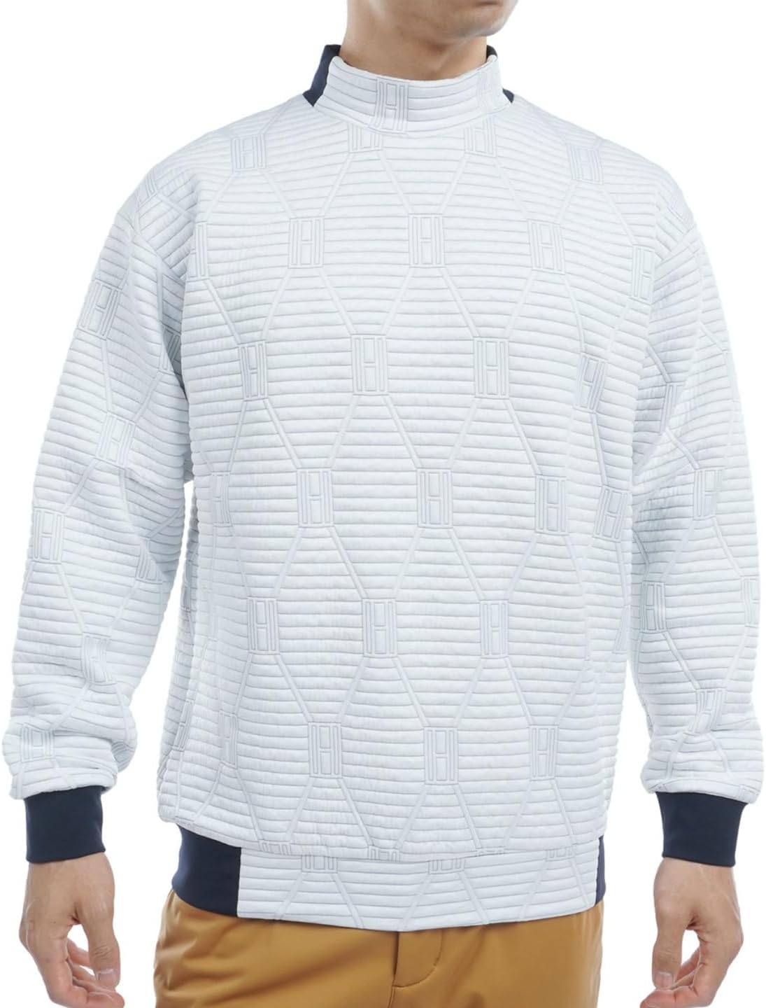 

Мужская классическая стеганая толстовка с высоким воротником и жаккардовым узором Tommy Hilfiger Golf, белый