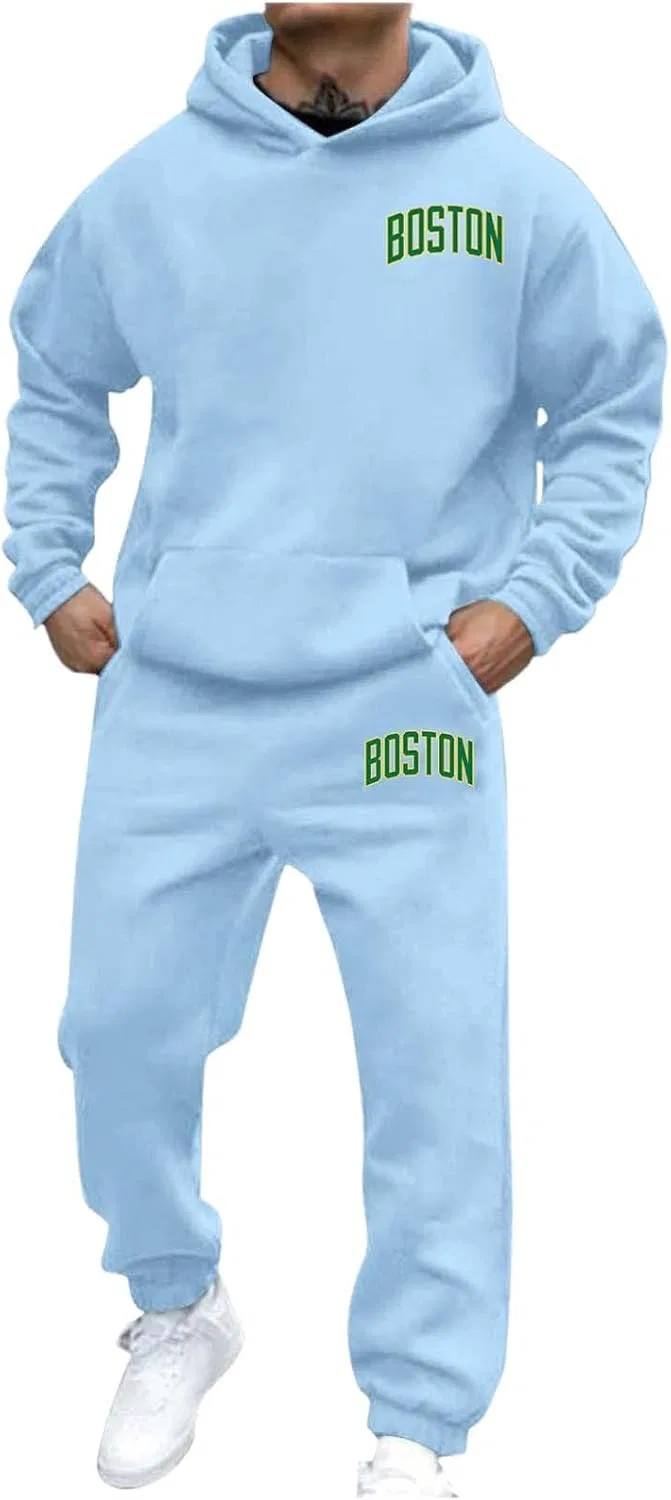 Спортивный костюм с принтом, Generic, 2 предмета, Boston-light Blue