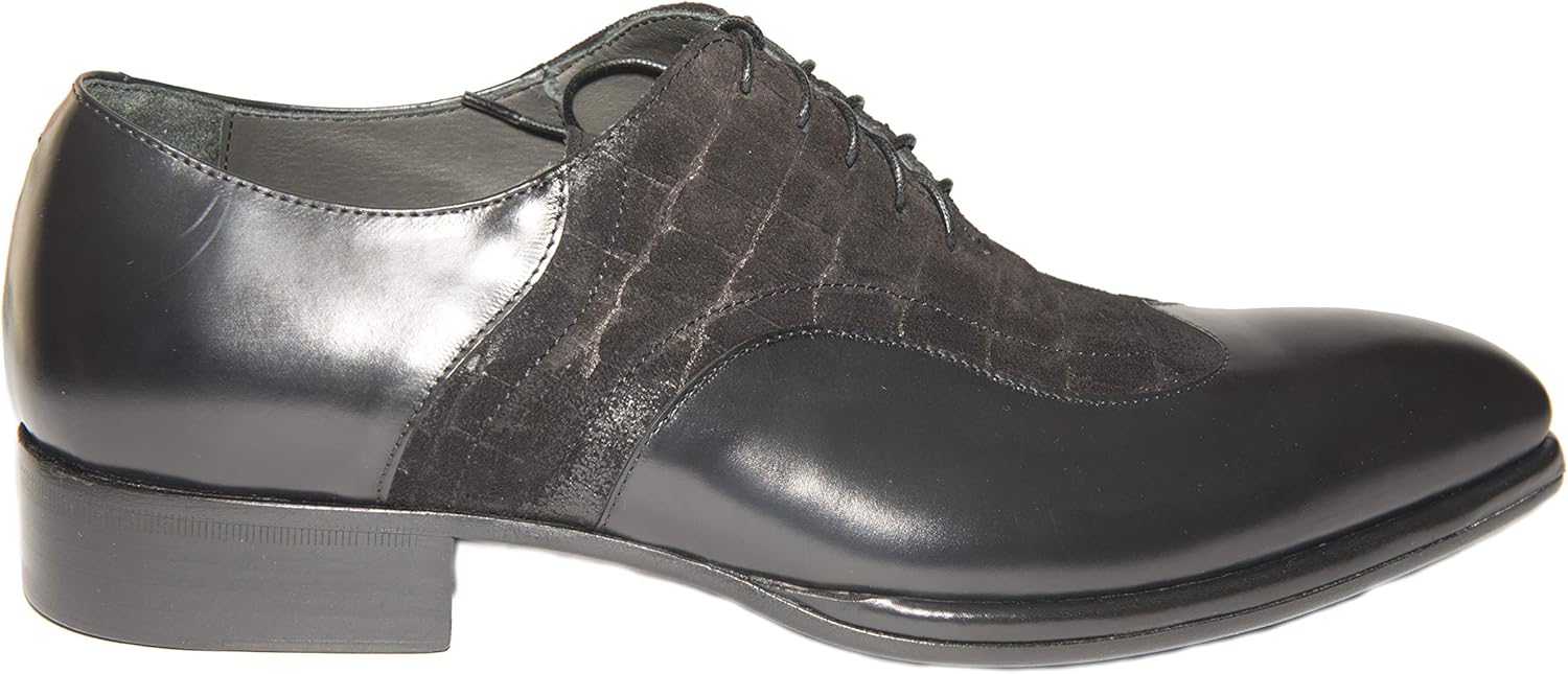 

Мужские туфли Jo Ghost 1808 BIS итальянского производства из черной кожи и замши с шнуровкой