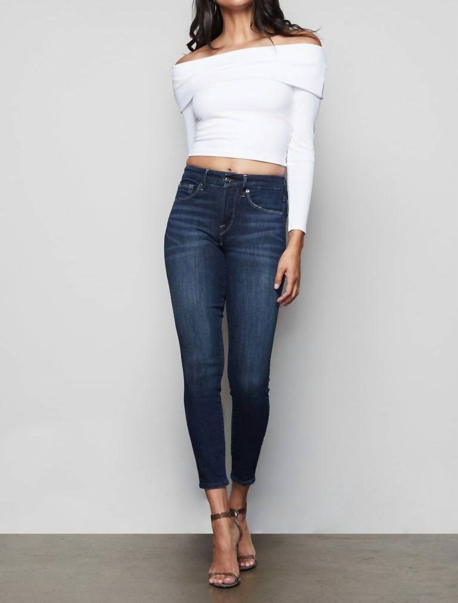 

Джинсы-скинни Good Legs Stretch Denim High Rise Skinny в синем цвете GOOD AMERICAN