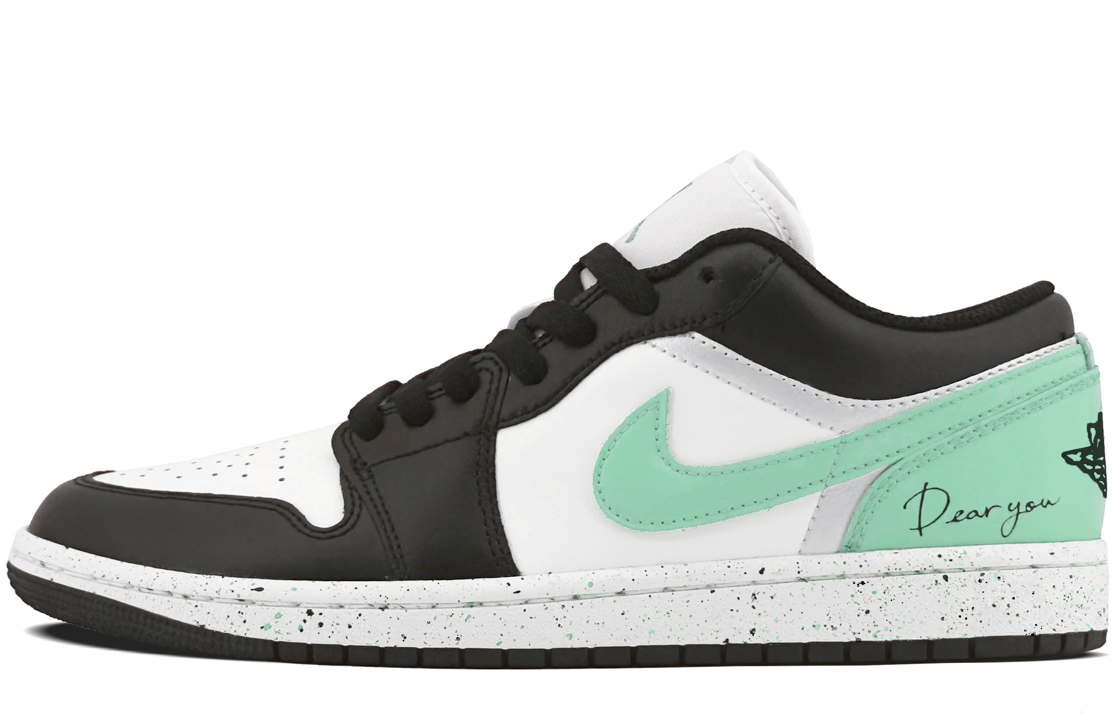 

Кроссовки Air Jordan 1 Vintage Basketball Shoes Women's Low-top Black/Green, черный/зеленый