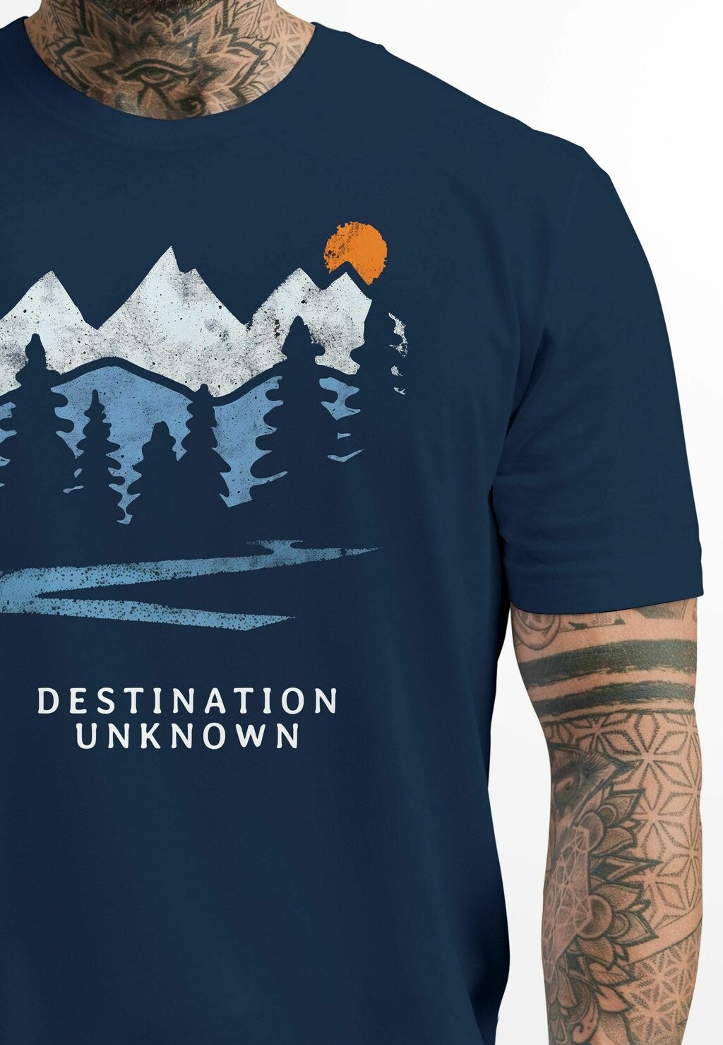 

Принт на футболке Berge Wandern Adventure Outdoor Minimalistischer Front Retro Fashion Streetstyle Neverless® Neverless, темно-синий