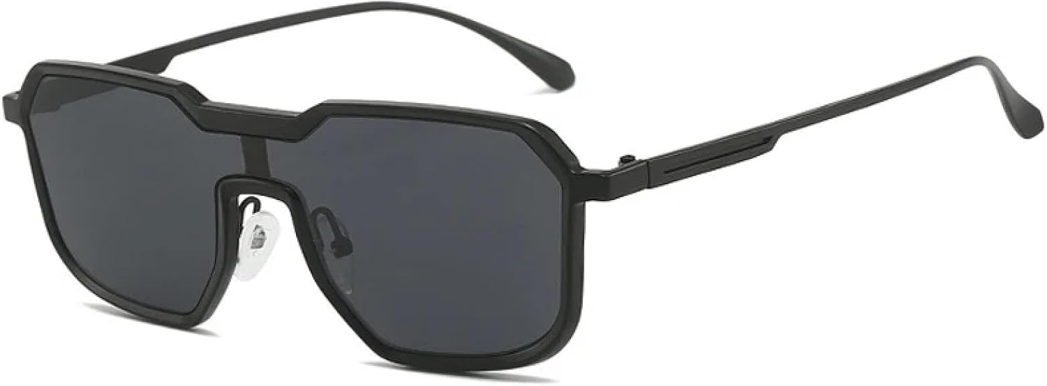 

Панк-метал цельные солнцезащитные очки для женщин и мужчин, нестандартной формы, для активного отдыха, рыбалки, летних путешествий, с защитой от УФ-излучения UV400 TKKTLLT, Black Gray