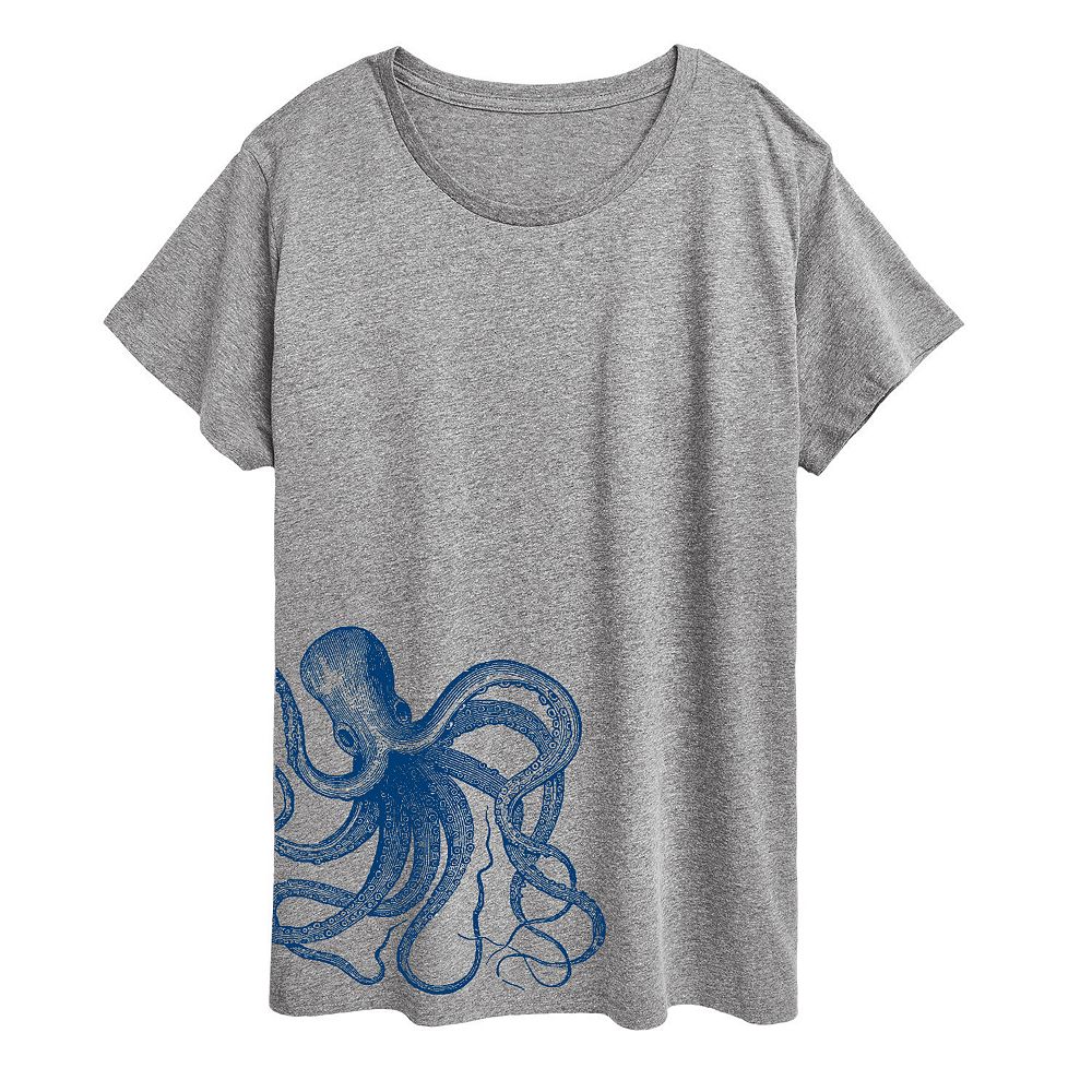 

Футболка Plus Octopus Side Hit с графическим рисунком, цвет Heather Gray