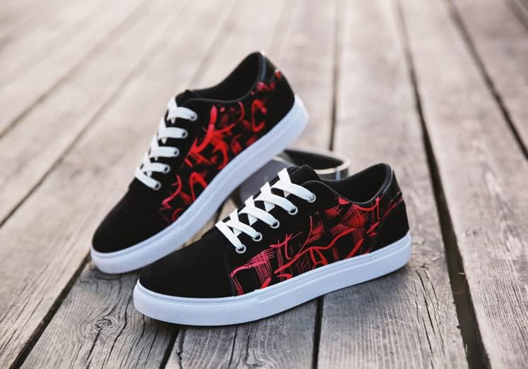Кроссовки tazimall Men's Casual Canvas Shoes Low Cut Student Shoes, красный — фото 2