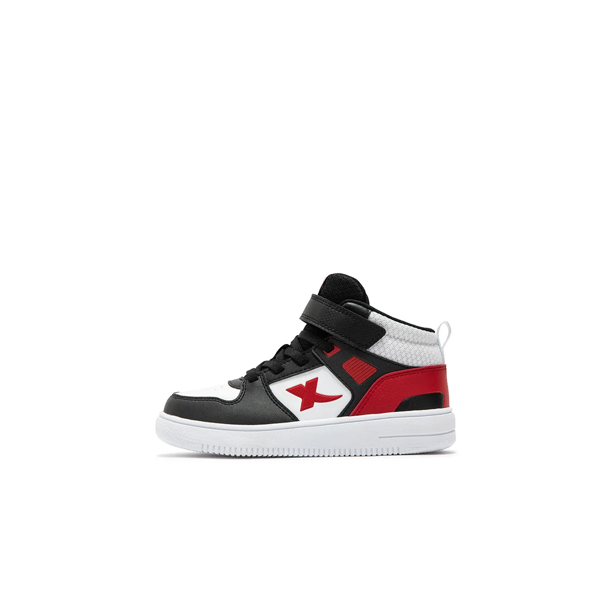 XTEP Детские скейтерские кроссовки mid-top из искусственной кожи с противоскользящей подошвой и амортизацией черно-белые