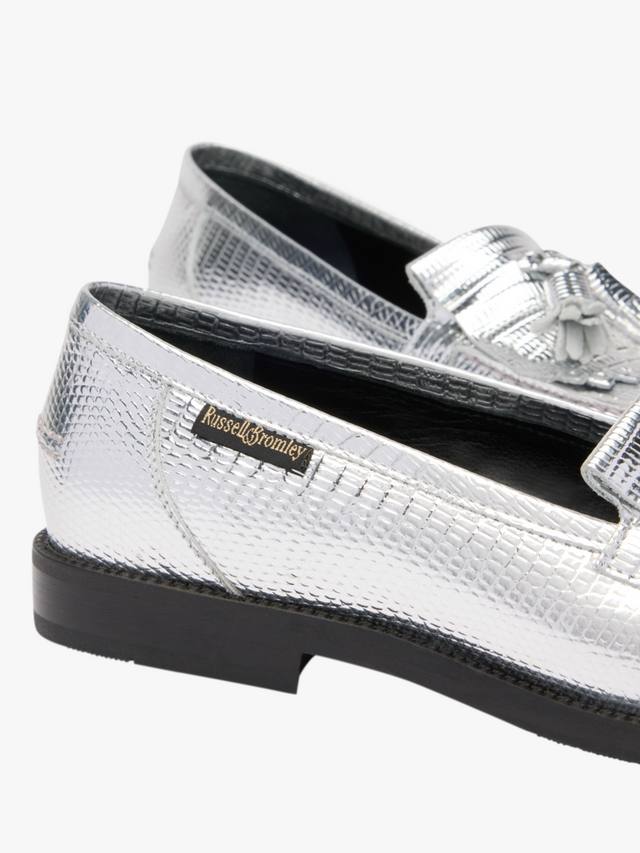 Честер лоферы из кожи с принтом животных и кисточкой Russell & Bromley, Metallic — фото 3