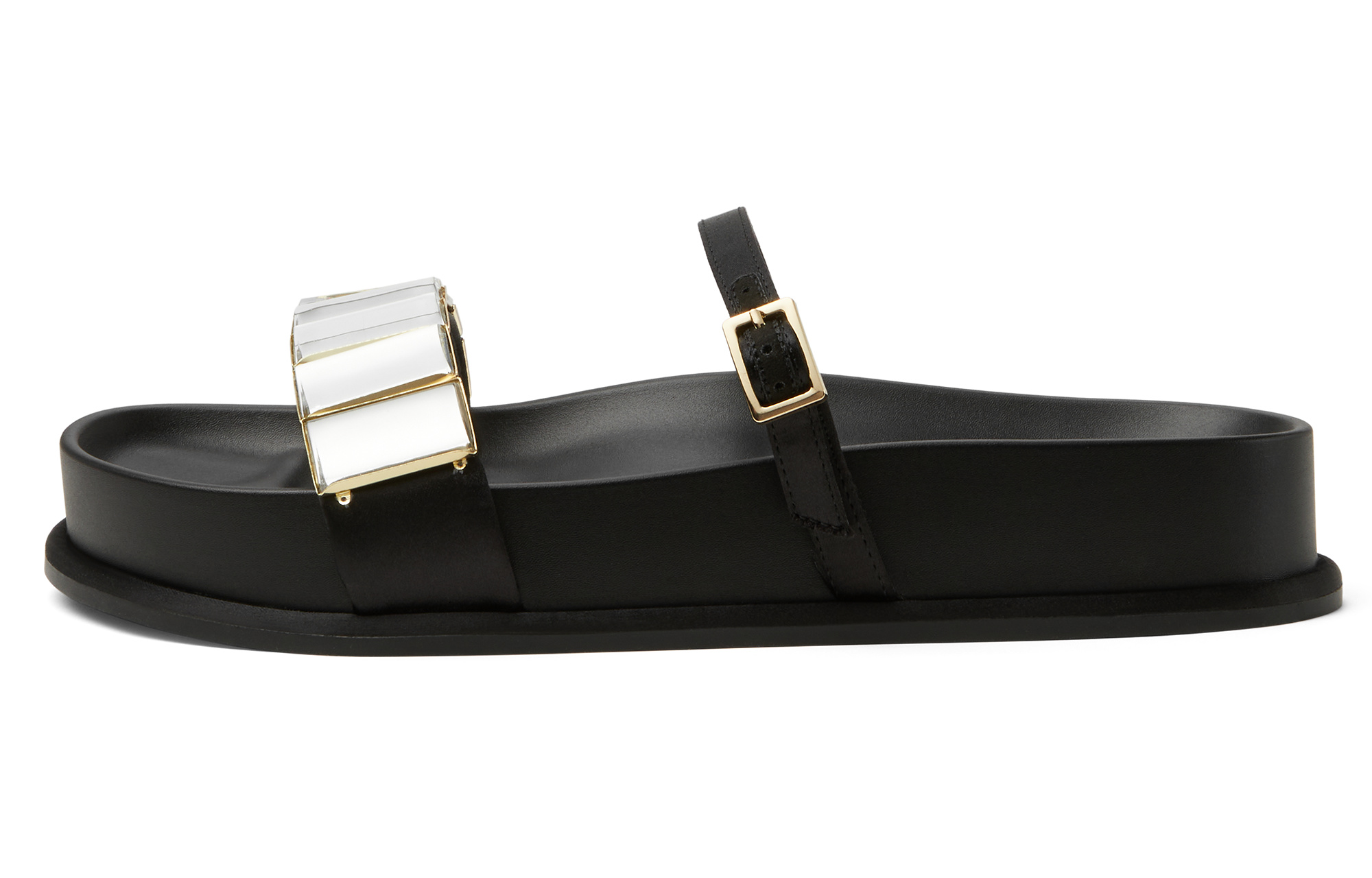 CHARLES&KEITH Скользоустойчивые шлепанцы на платформе 2 см женские BLACK TEXTURED черные текстурные, цвет BLACK TEXTURED Black Textured