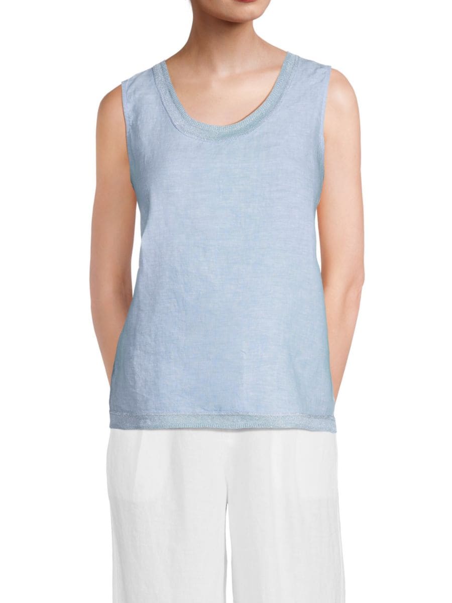 

Майка из 100% льна с металлической отделкой Saks Fifth Avenue, цвет Chambray