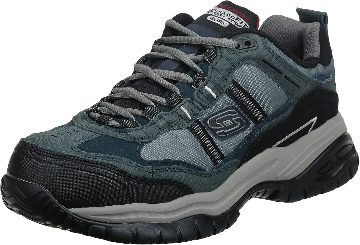 

Мужские кроссовки Skechers Soft Stride Grinnel с противоскользящей подошвой и стальным носком, синий/серый/темно-синий