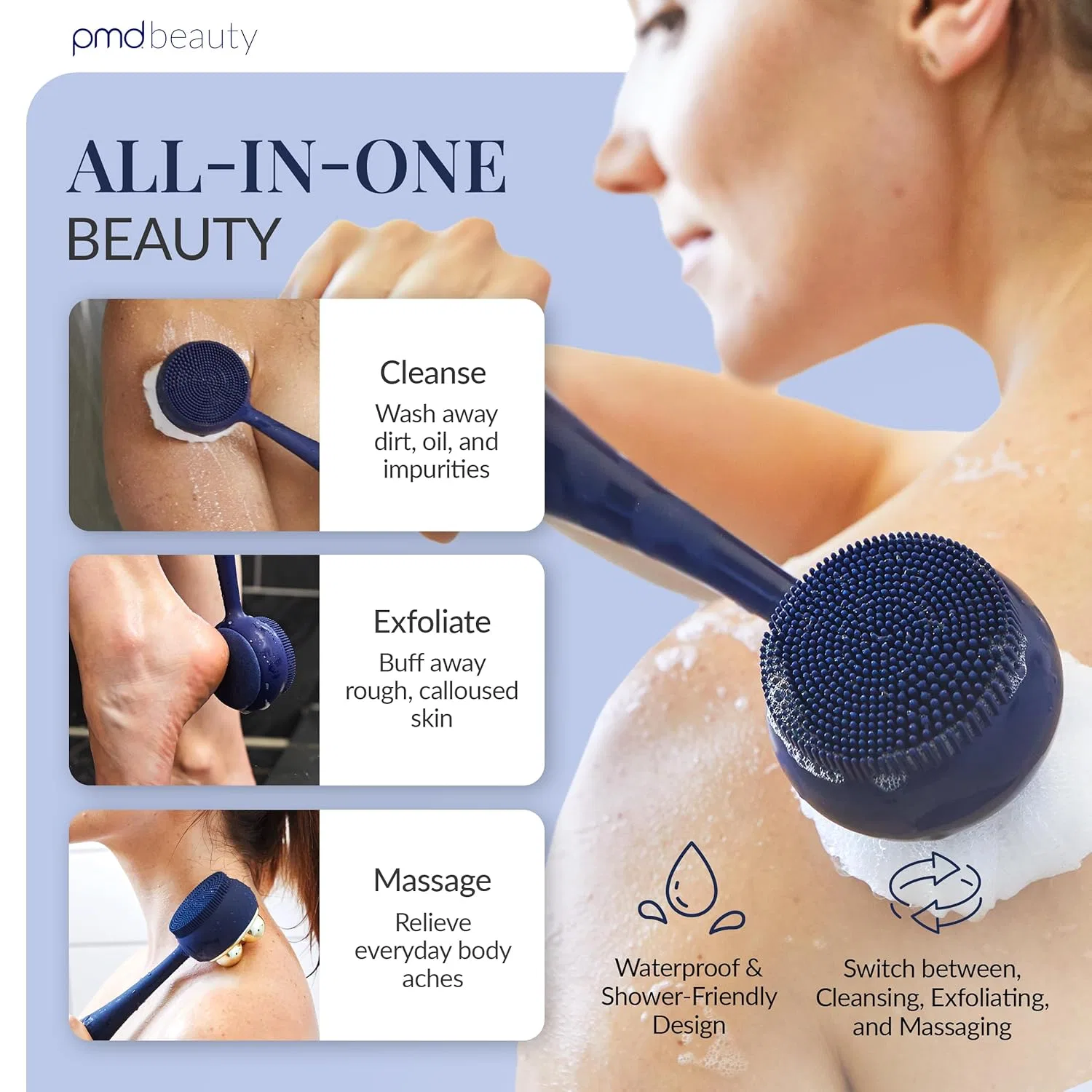 Умное устройство для очищения тела PMD Clean Body с силиконовой щеткой Pmd, Navy — фото 3