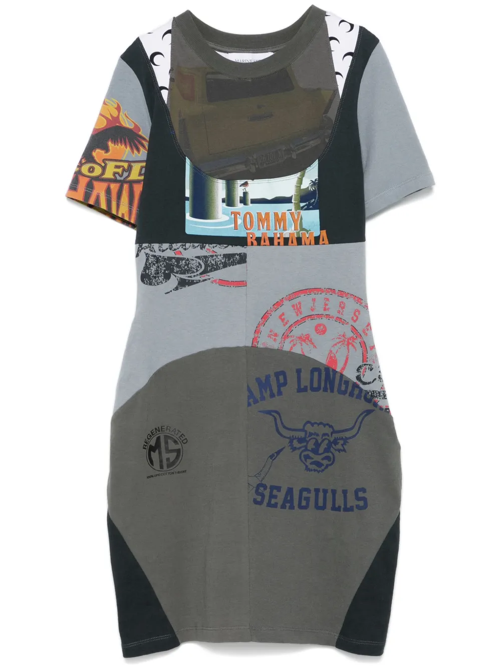 

Платье-футболка мини Graphic Marine Serre, серый