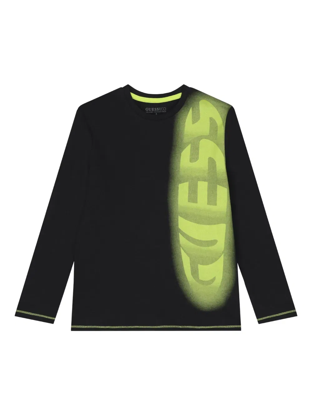 Футболка с длинными рукавами и принтом логотипа Guess Kids, черный