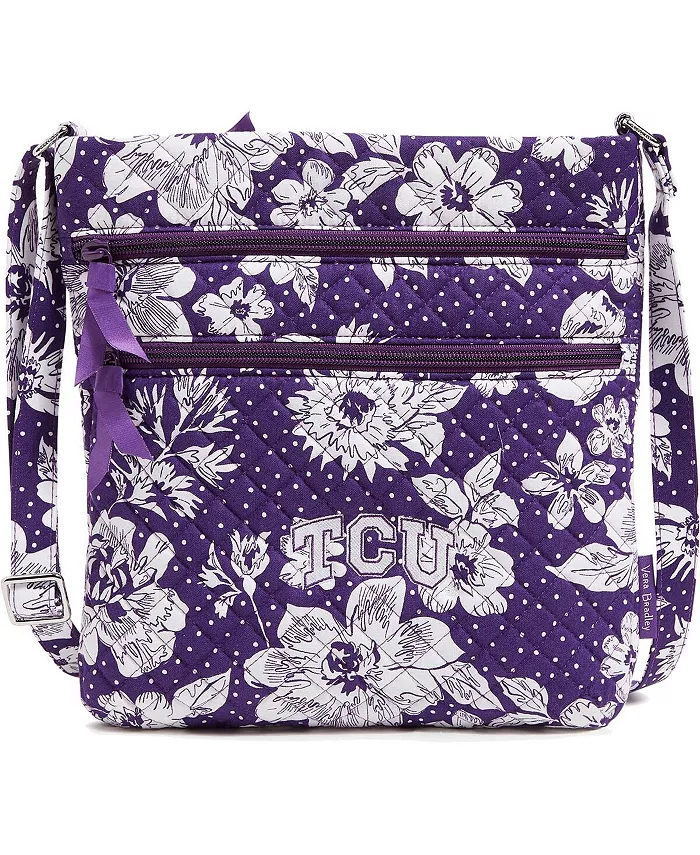 

Сумка через плечо TCU Horned Frogs Rain Garden с тройной молнией и поясным креплением Vera Bradley