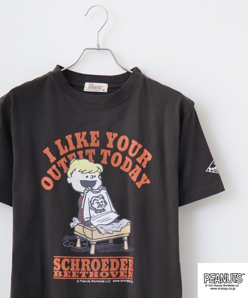 

Футболка с пигментным принтом Peanuts, черная