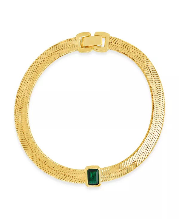 

Браслет-Цепочка «ёлочка» с кубическим цирконием от Calder Station Sterling Forever, gold