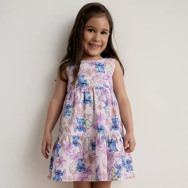 

Детское платье с бантом и ярусами Disney "Лило и Стич" от Jumping Beans для девочек Disney/Jumping Beans, цвет stitch tropical purple