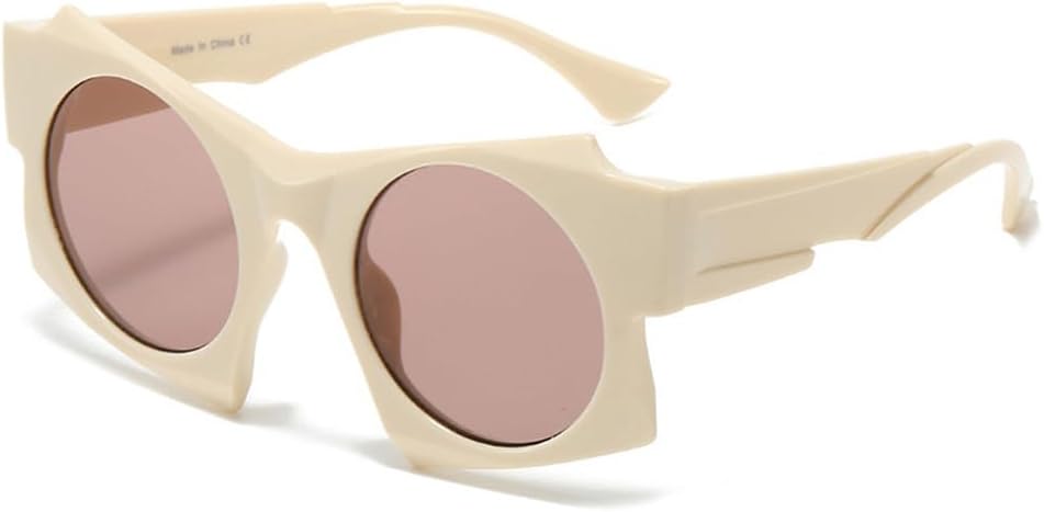 

Модные солнцезащитные очки для женщин, винтажные, роскошные, неправильной формы, для активного отдыха, путешествий, вечеринок, унисекс, с защитой от УФ-излучения UV400 TKKTLLT, Beige Pink