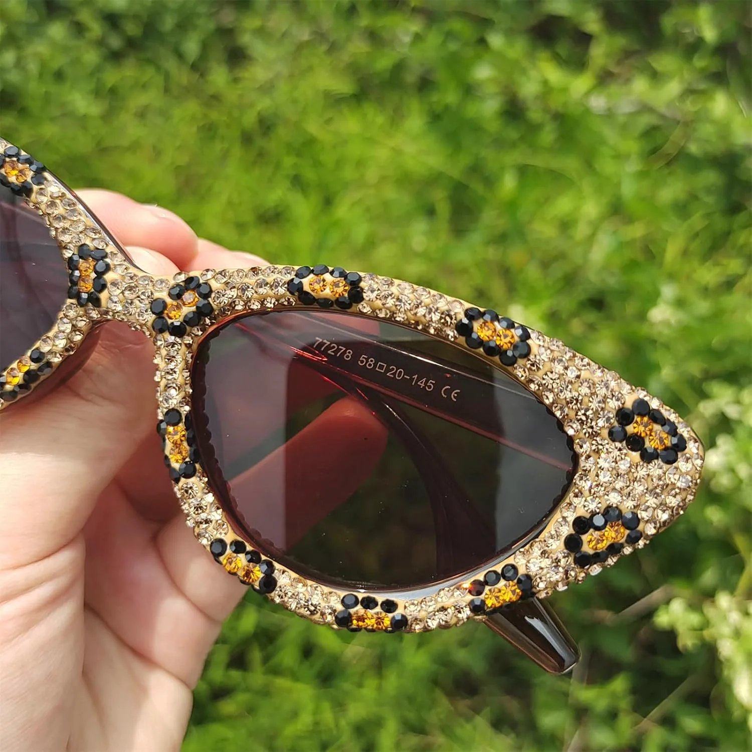 

Солнцезащитные очки COTIA «Кошачий глаз» со стразами для женщин, блестящие, сверкающие, с кристаллами и бриллиантами, модные солнцезащитные очки для вечеринок, Gold